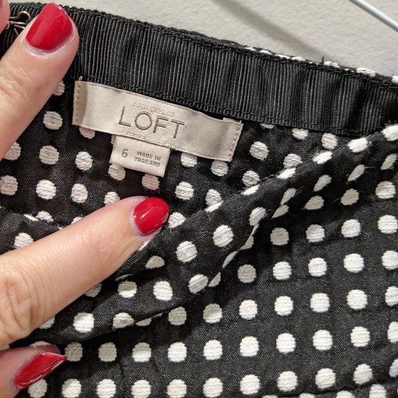 LOFT Black & Whit Polka-Dot Pencil Skirt - Picture 2 of 4
